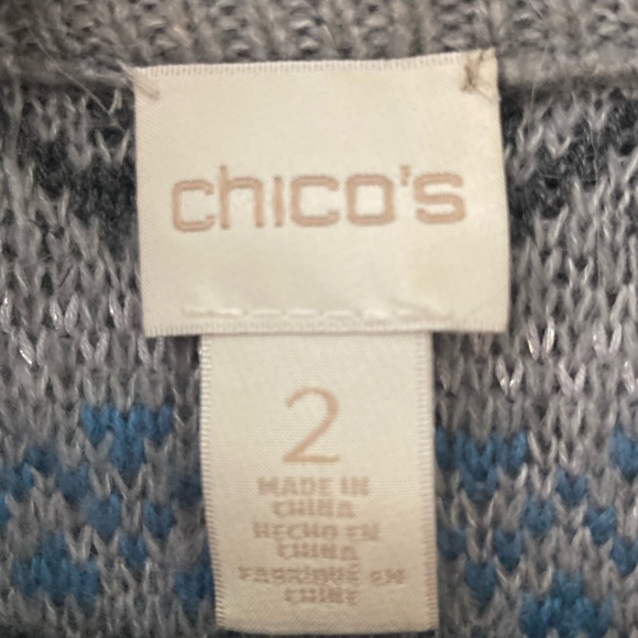 Chico’s Elaine Cardigan Duster with fur Blue Size 2 (Large) - Picture 3 of 14